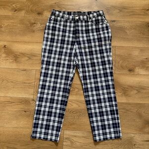 Dimero Plaid Capri Pants‎ Women’s Size 31 Navy White Stretch Made in Italy